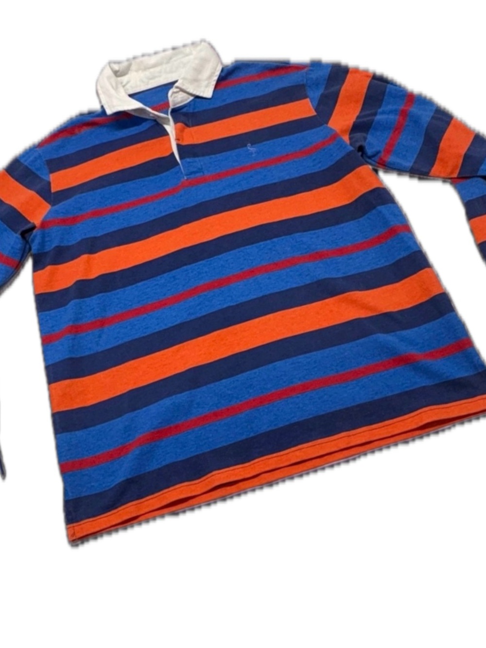 Tailorbyrd Collection Men's Large Striped Rugby Shirt Blue Orange Large